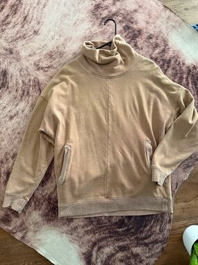 Free People Tan Turtleneck Pullover Sweatshirt